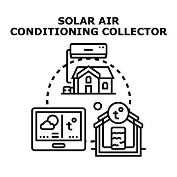 Solar air conditioning collector system for energy saving Stock Illustration