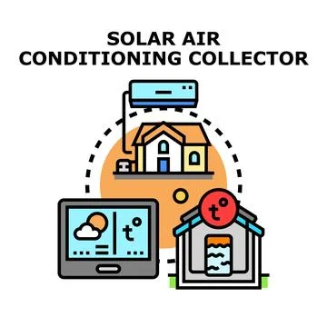 Solar air conditioning collector system for energy saving Stock Illustration