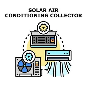 Solar air conditioning collector system concept illustration Stock Illustration