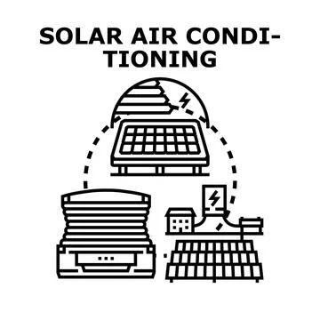 Solar air conditioning systems generating sustainable energy Stock Illustration