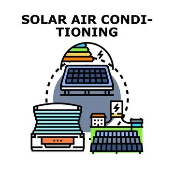 Solar air conditioning systems generating sustainable energy Stock Illustration