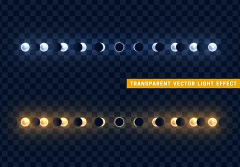Solar and lunar eclipses full cycle. Sun and moon eclipses Ilustração Stock