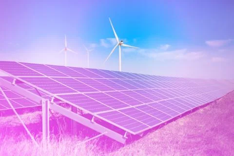 Solar and wind generators Stock Photos