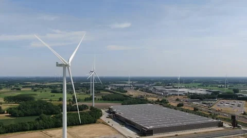 Solar and Wind turbine 2 Stock Footage 247582829