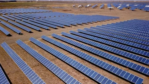 Solar Array Cinematic Flyover Stock Footage 276139573
