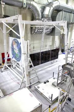 A solar array for the European Service Module that will serve as the power... 스톡 사진
