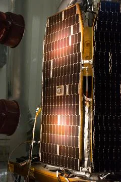 A solar array illumination test is performed on NASA's Ionospheric Connecti.. 스톡 사진