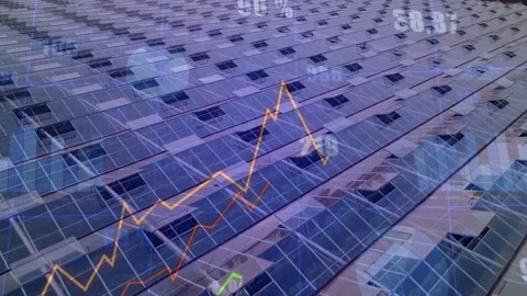 Solar array occupying frame with telemetry updating orange line and % labels Video stock 332746880