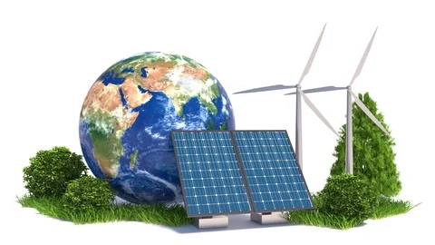 Solar batteries as alternative source of energy. 3d illustration Stock-Footage 122286118