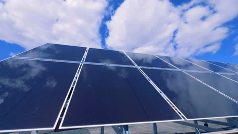Solar battery construction is functioning on a roof Stock Footage 93444800