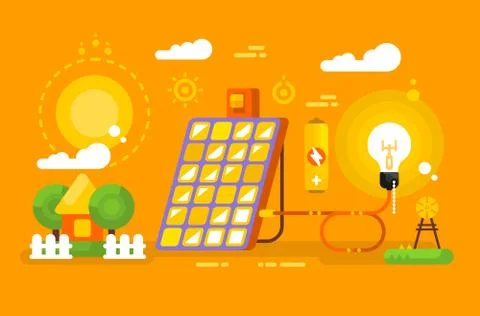 Solar battery design concept Stock Illustration