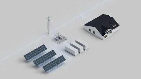 Solar Battery Home Grid System Isometric Looping Video 動画素材 283383276