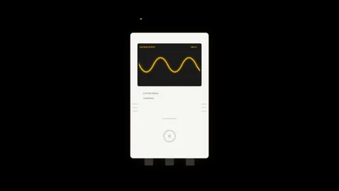 Solar Battery Inverter Unit with Glowing Amber Voltage Output Graph Waveform Stock Footage 346611389