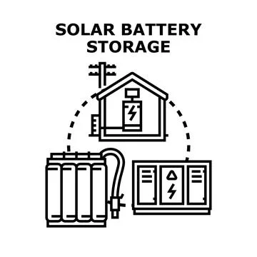 Solar battery storage system powering sustainable home Stock Illustration