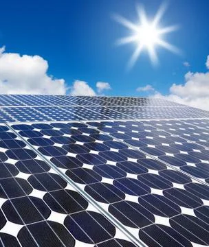 Solar cell array against the sun Stock Illustration