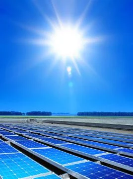 Solar cell array in the field Stock Photos