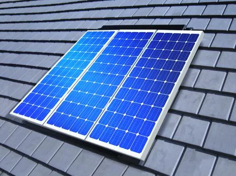 Solar-cell array on roof Stock Photos