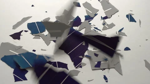 Solar Cell Broken Pieces Falling Stock Footage 155326143