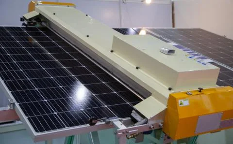 Solar cell cleaning machine Stock Photos