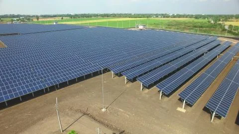 Solar cell farm Stock Photos