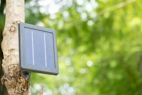 Solar cell farmer remote from the electrical system. 库存照片