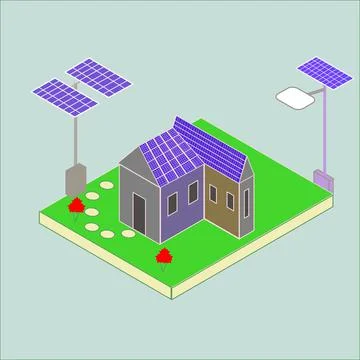 Solar cell hosue Stock Illustration