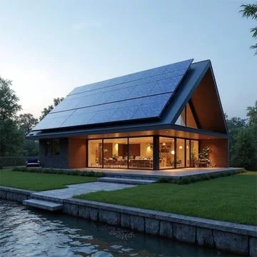 Solar cell house Stock Photos