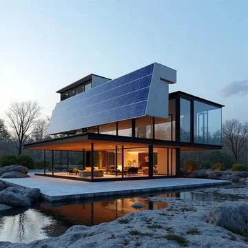Solar cell house Stock Photos