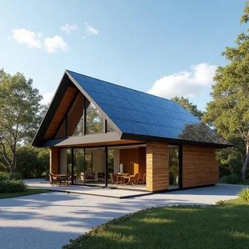 Solar cell house Stock Photos
