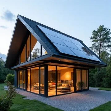 Solar cell house Stock Photos