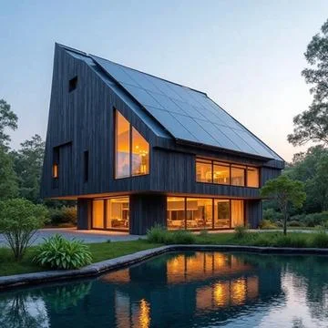 Solar cell house Stock Photos