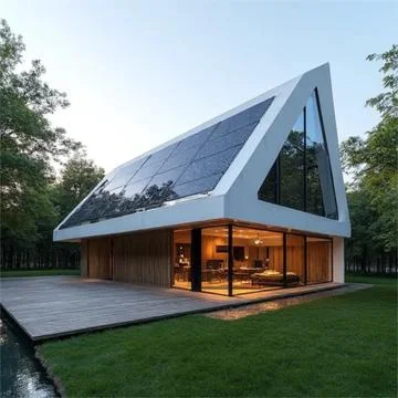 Solar cell house Stock Photos