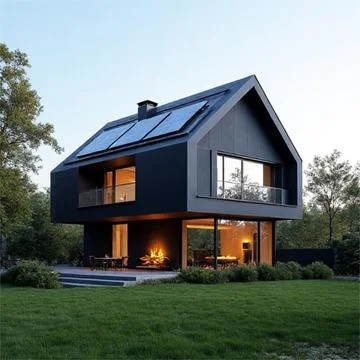 Solar cell house Stock Photos