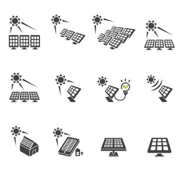 Solar cell icon set Stock Illustration