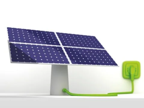 Solar cell panel green socket or power point and plug Stock Illustration