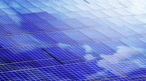 Solar cell panel Wild Shot with clouds reflection Stock Footage 68799870