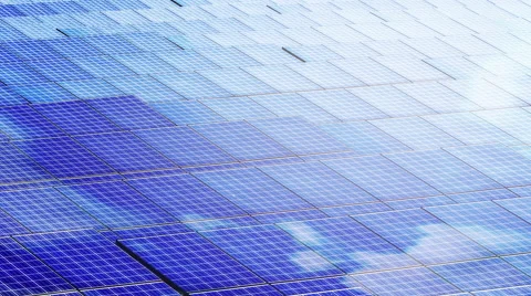 Solar cell panel Wild Shot with clouds reflection Stock Footage 68800063