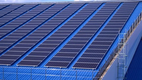 Solar cell panels are mounted on the roof to generate energy. Stock Footage 109602037