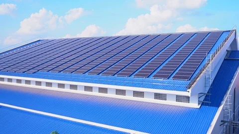 Solar cell panels are mounted on the roof to generate energy. Stock Footage 114901020