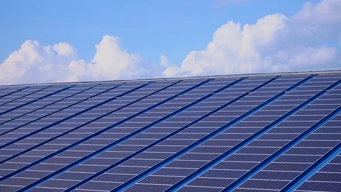 Solar cell panels are mounted on the roof to generate energy. Stock Footage 114901083