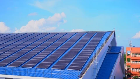 Solar cell panels are mounted on the roof to generate energy. Stock Footage 114901104