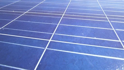 Solar cell panels, renewable clean energy close up pan camera to sky Stock Footage 99561999