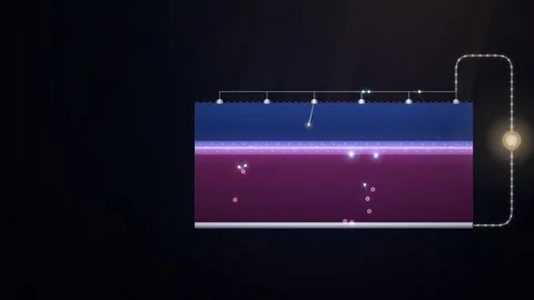 Solar Cell PN Junction Electron and Hole Flow Cross Section Seamless Loop 库存影片 347567532