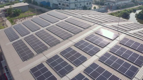 Solar cell on rooftop. Production of renewable energy concept. Stock Footage 241471075