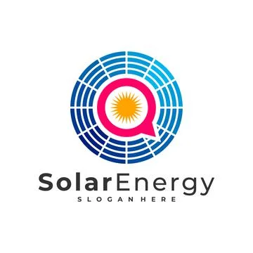 Solar Chat logo vector template, Creative Sun energy logo design concepts Stock Illustration