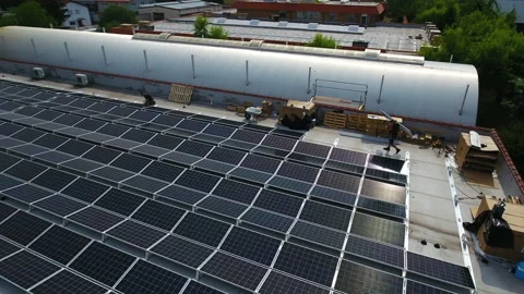 Solar Construction rooftop Droneshot | 4K Video stock 157808368