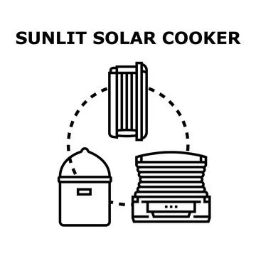 Solar cooking technology exploring sustainable energy solutions Stock Illustration