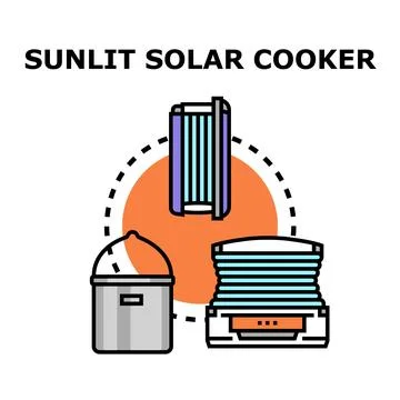 Solar cooking technology exploring sustainable energy solutions Stock Illustration