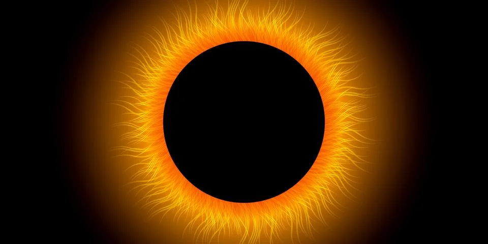Solar Corona Eclipse Space Vector Art Detailed solar corona illustration wi.. Illustration