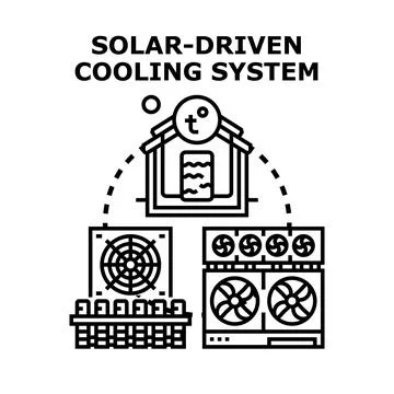 Solar driven cooling system producing fresh air Ilustración de archivo
